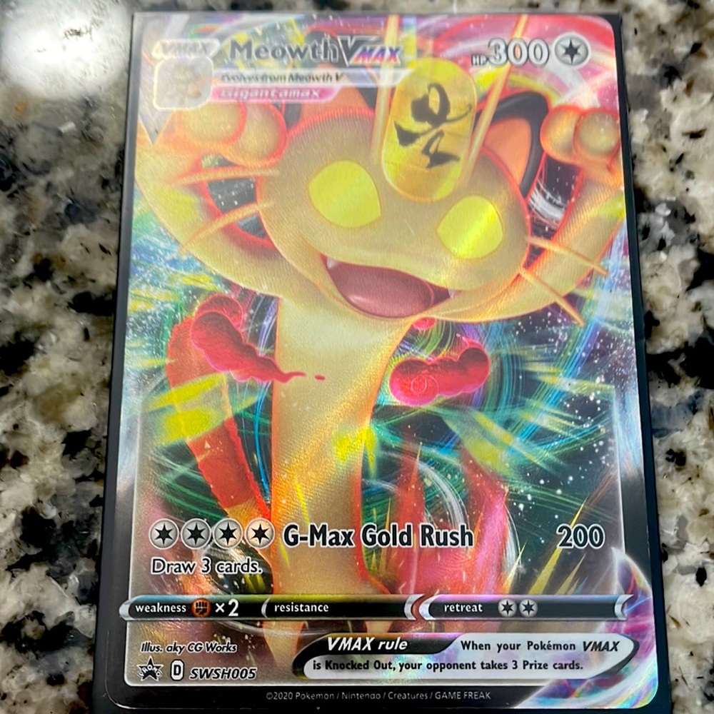A chunky meowth Vmax doesn’t have a lot of creases on the back